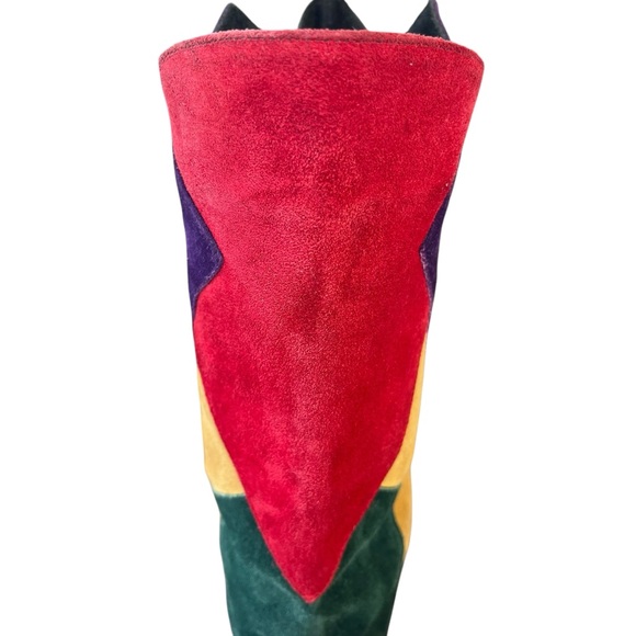 VINTAGE VERA CUOIO Colorblock Patchwork Suede Leather Boots Size 8 - Picture 9 of 15